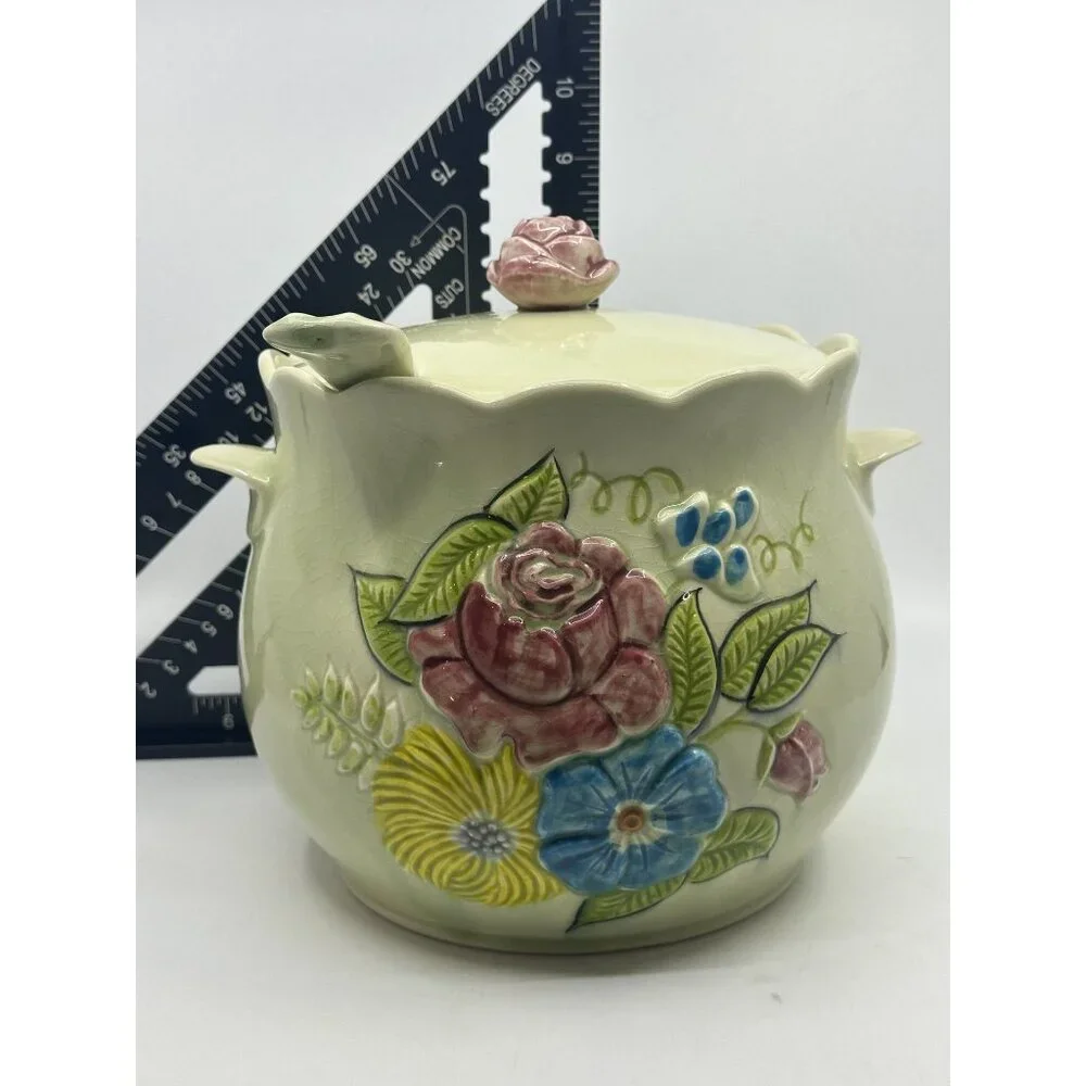 Vintage California Pottery Soup Tureen with a Lid & Ladle Pale Green Crazing USA